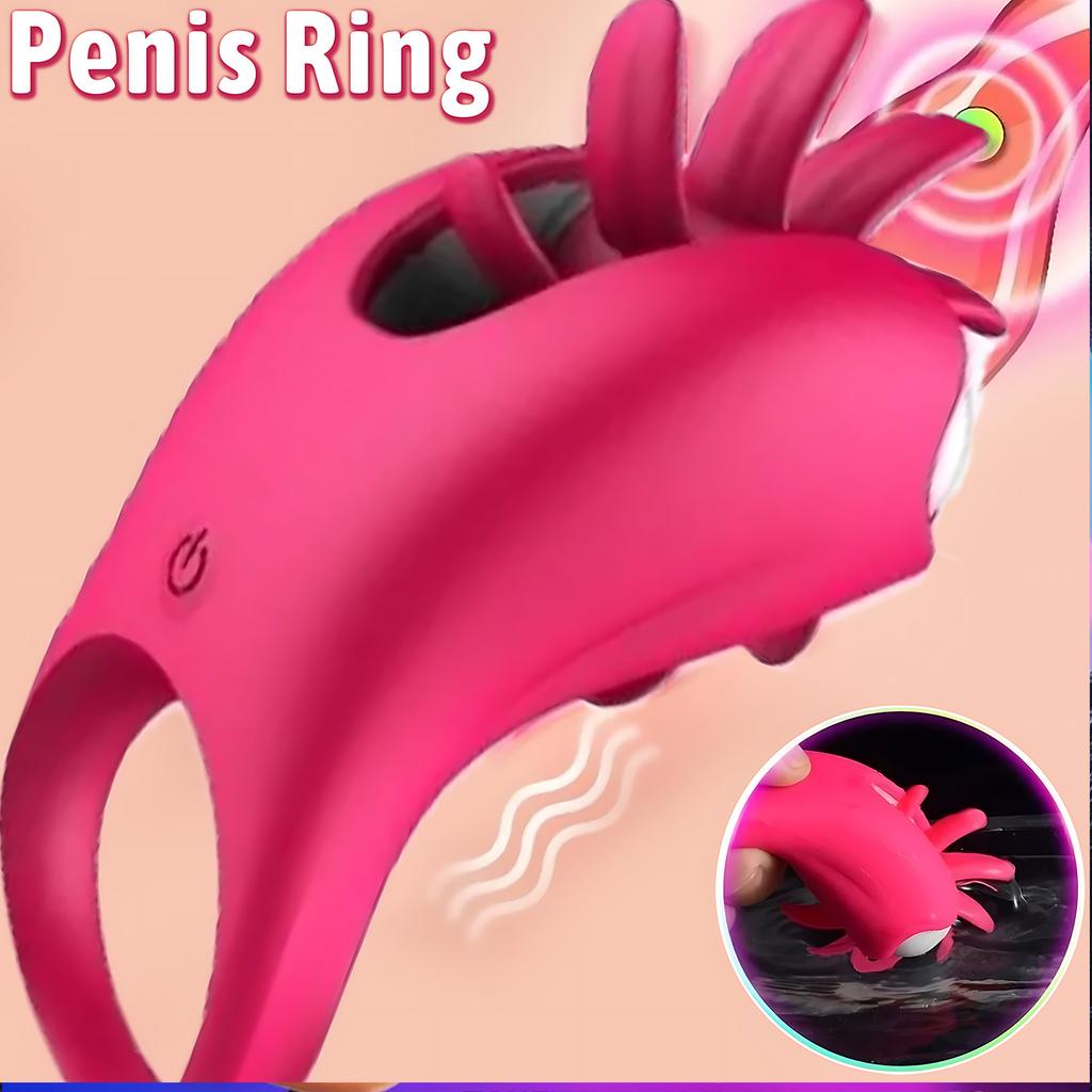 APP Controlled Rotating Penis Ring - Dual Vibration & Tongue Licking for Couples,G-Spot Stimulator with 10 Speeds, Rechargeable Pleasure Ring Sex Toys