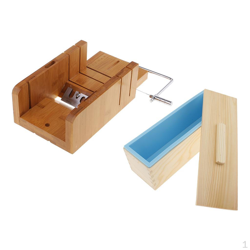 

2 Набора Бамбуковый Резак для Мыла-Батона, Резак из Нержавеющей Стали, Силиконовый Набор для Свечей Ручной Работы