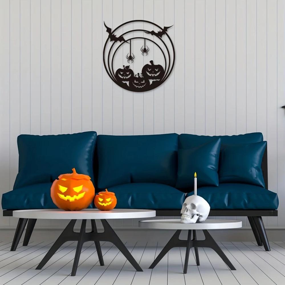 Metal Wall Panel Halloween Pumpkin Spider Bat Home Decor 30x30