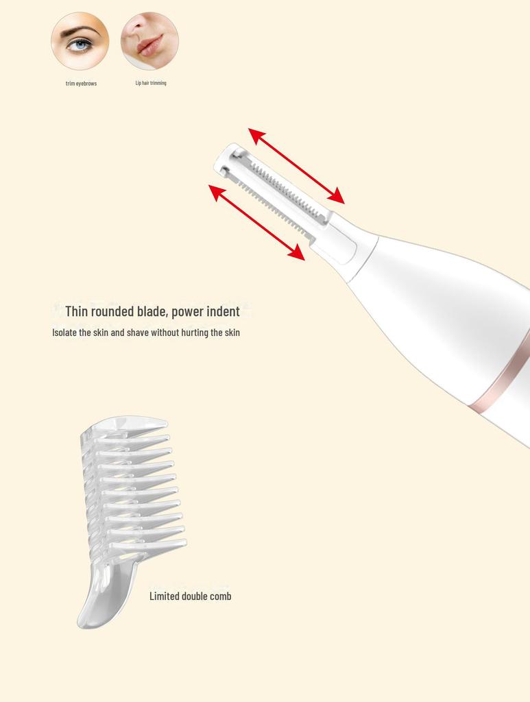 Multifunctional 5-in-1 Hair Removal Tool - Women's Shaver, Eyebrow Trimmer, & Men's Razor