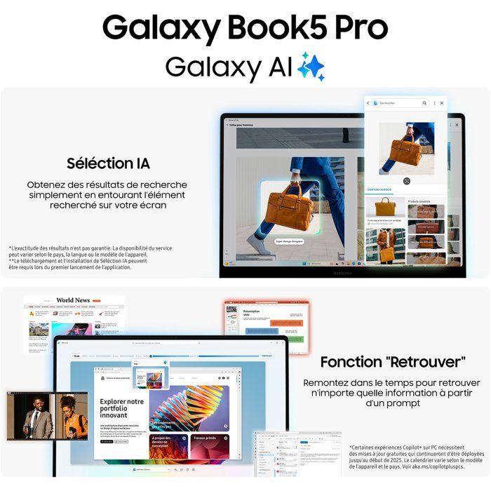 PC Portatile - Samsung - Galaxy Book5 Pro - 14" Dyn. AMOLED 2X WQXGA+ - Intel Core Ultra 5 - RAM 16 GB - Archiviazione 256 GB