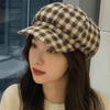 Keep Warm Women Painter Hat Small Fragrant Style Women Octagonal Cap Retro Plaid Beret Hat  Girl