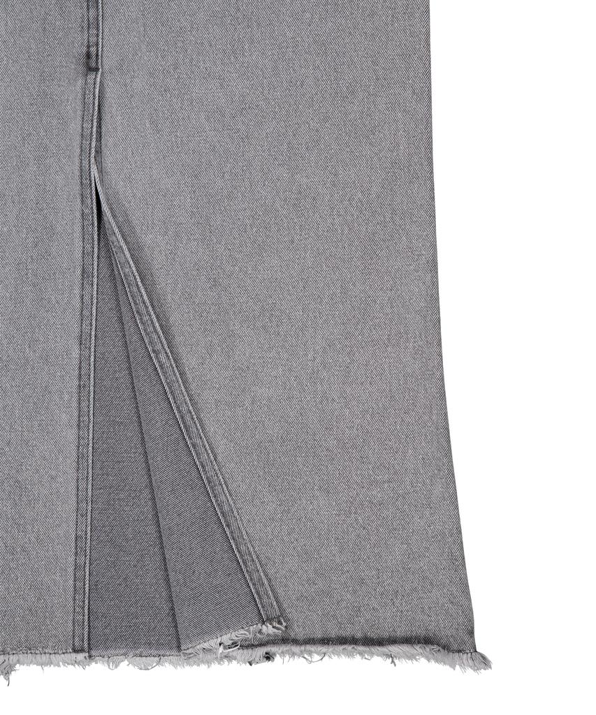 Godasin Washed Maxi Denim Skirt (Gray)
