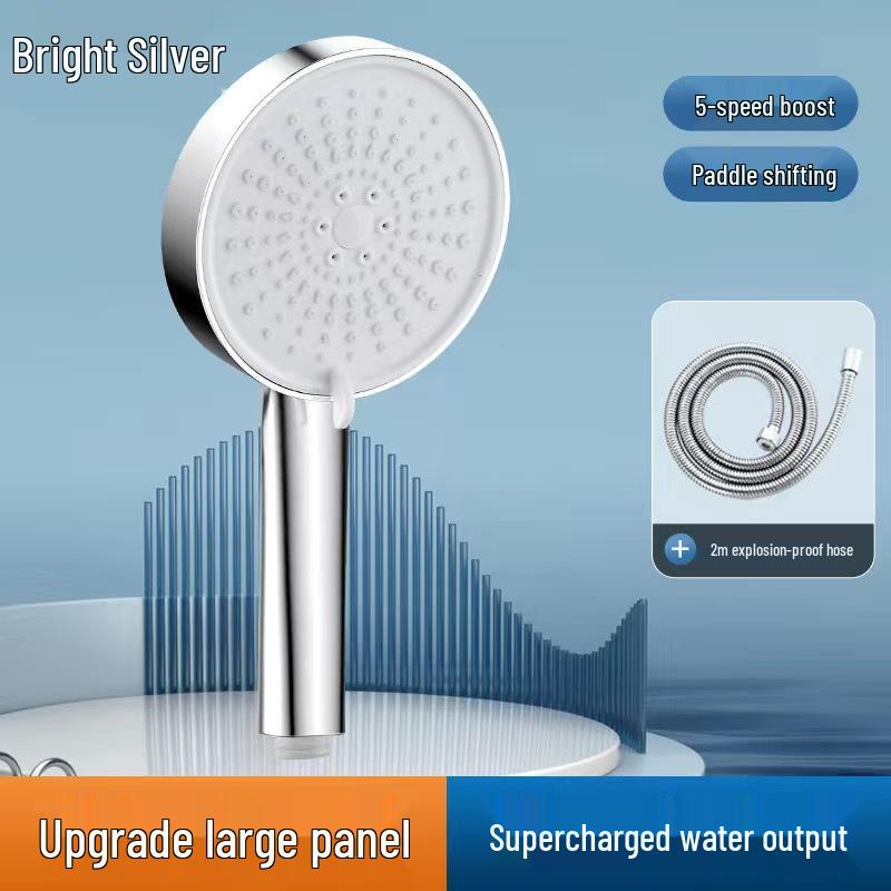 Black Universal Five-Speed Air-Boost Shower Head For Bathroom