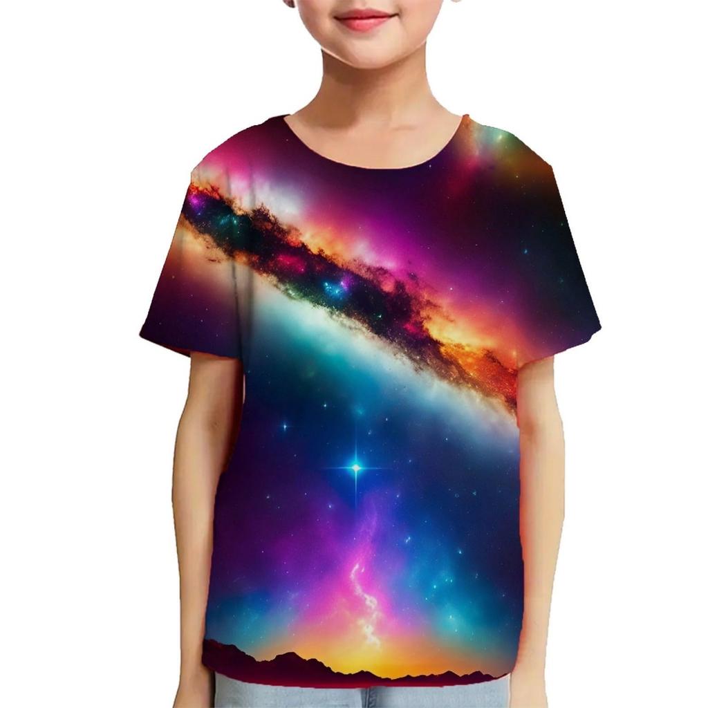 Fashion Children T-Shirts 3D Print Colorful Pattern Round Neck T-Shirts Casual Short Sleeve Tops Kids Tees Clothing