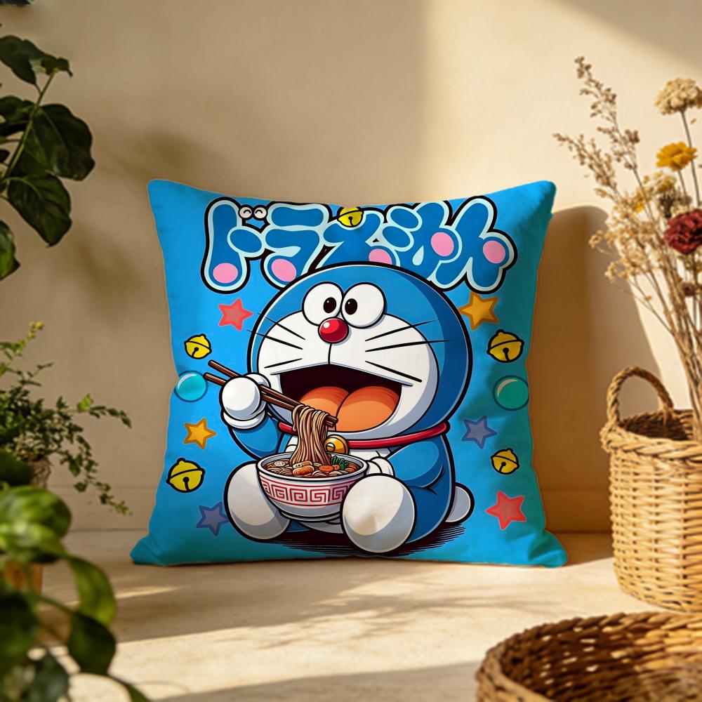 Stylish DDoraemoned Cushion Cover Versatile DoubleSided Pillow Case Fit for Sofa Bed Car  Daily Decor