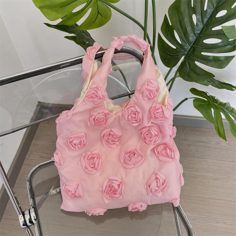 High-value Niche Three-dimensional Flower Shoulder Bag Travel Vacation Canvas Bag Large-capacity Vest Bag