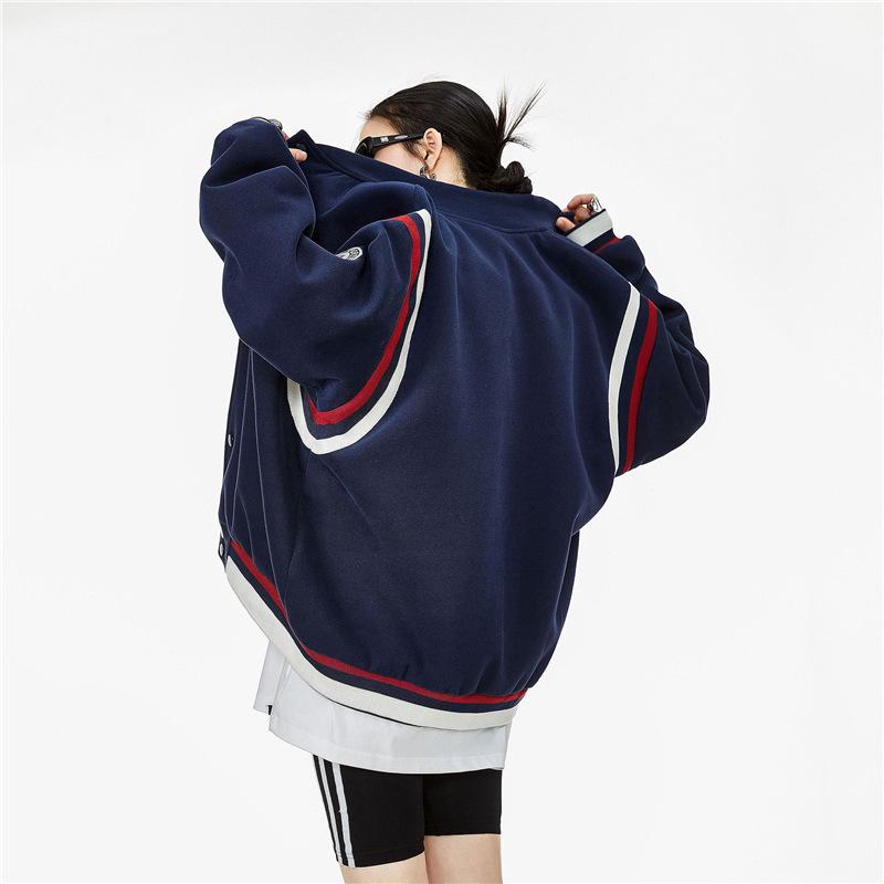 ICH MODE Women's Retro Color Block Baseball Jacket - Spring 2025 Collection