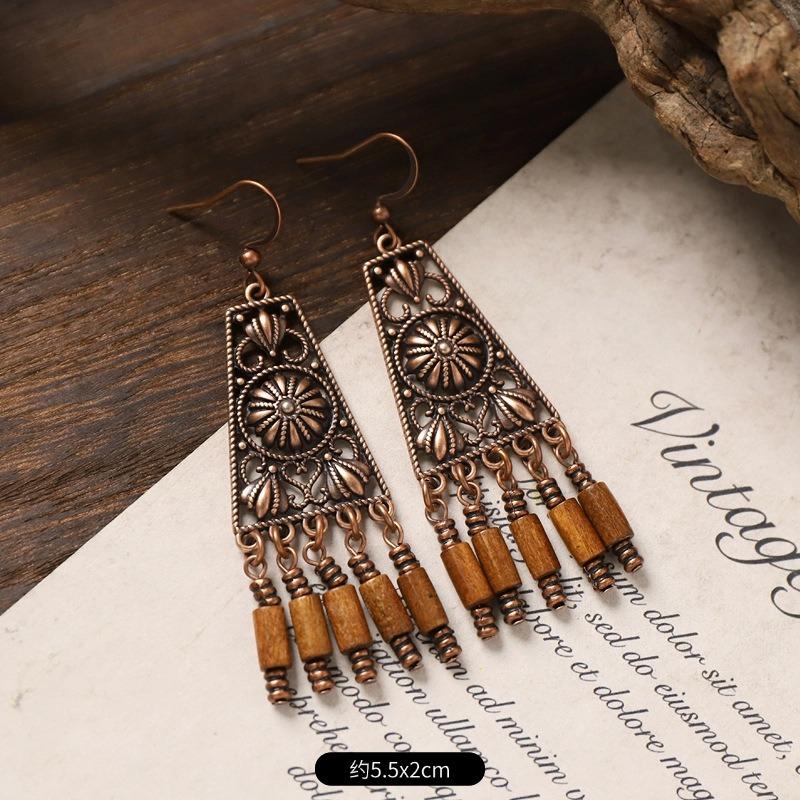 Pendientes bohemios vintage diseño nicho pendientes largos con flecos pendientes de vacaciones mujeres