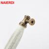 NAIERDI Antique Bronze Ceramic White Cabinet Handles Zinc Alloy Drawer knobs Wardrobe Door Handle European Furniture Hardware