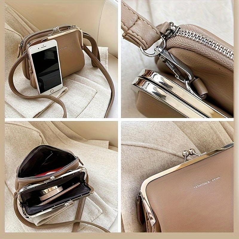 Women's Fashion PU Leather Crossbody Bag, Multi-Layer Shoulder Purse With Adjustable Strap