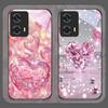 Stylish Pink Heart-Shaped Crystal Tempered Glass Phone Case for Motorola Moto G85 G84 G75 Edge 50 Fusion 40 Neo 30 Pro 5G Cover