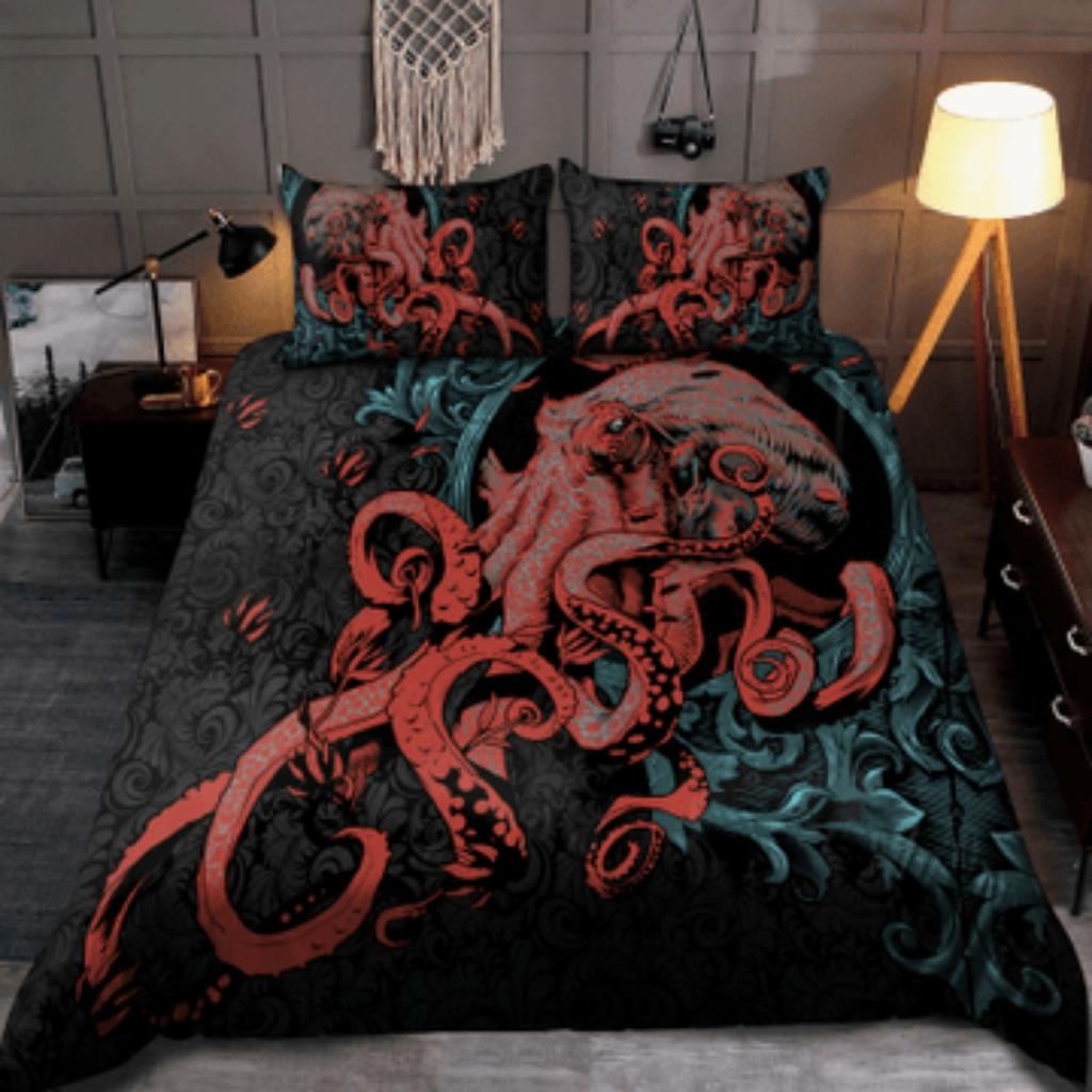Tmarc Tee Premium Bedding Set Octopus Gothic Style Comforter Cover Set Pillowcase