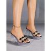 Women's 12cm Clear Chunky Heel Sandals - Fashion Square Toe Rhinestone Non-Slip Nightclub Shoes LFD-19866-10