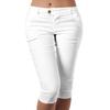 Women Pants Solid Color Mid Waist Button All Match Pocket Skinny Summer Slim-fitting Stretchy Pants Streetwear