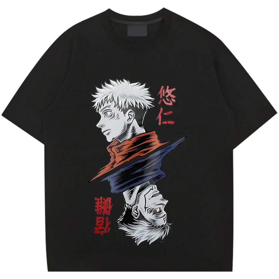 Punk Rock Vintage Style Graphic Tee Yujiro Takahashi Portrait Print Black TShirt Anime Edgy S