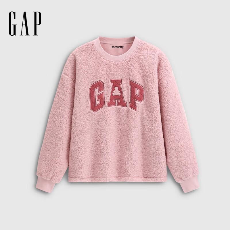 GAP Dámská volná mikina s logem z umělé jehněčí vlny s froté výšivkou