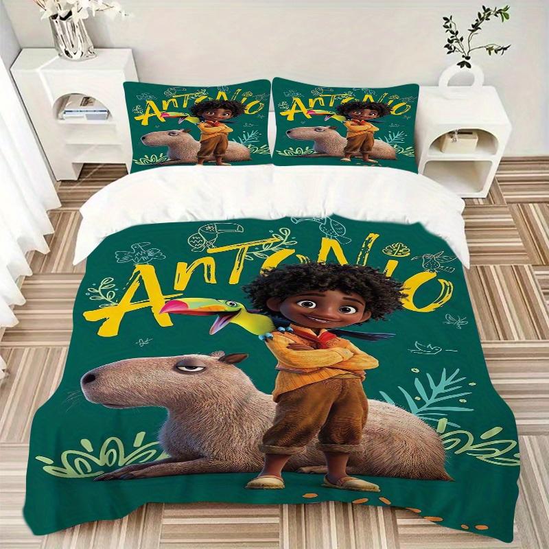 3pcs Encanto Antonio Madrigal & Capybara Bedding Set, Including 1 Quilt Cover and 2 Pillow Shams, Without Filling, Soft and Comfortable Home Bedroom