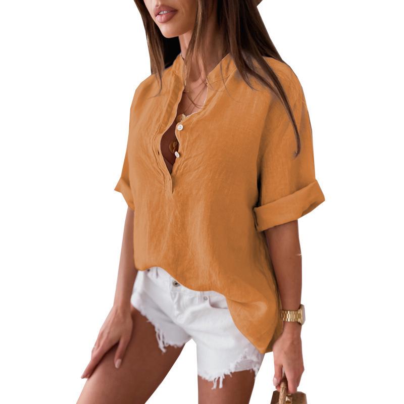 

Летняя женская однотонная футболка с рукавом пять четвертей свободного кроя, большого размера Small хаки