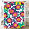 Bright Floral Shower Curtain Polyester Waterproof Bathroom Decorations for Home Decoration