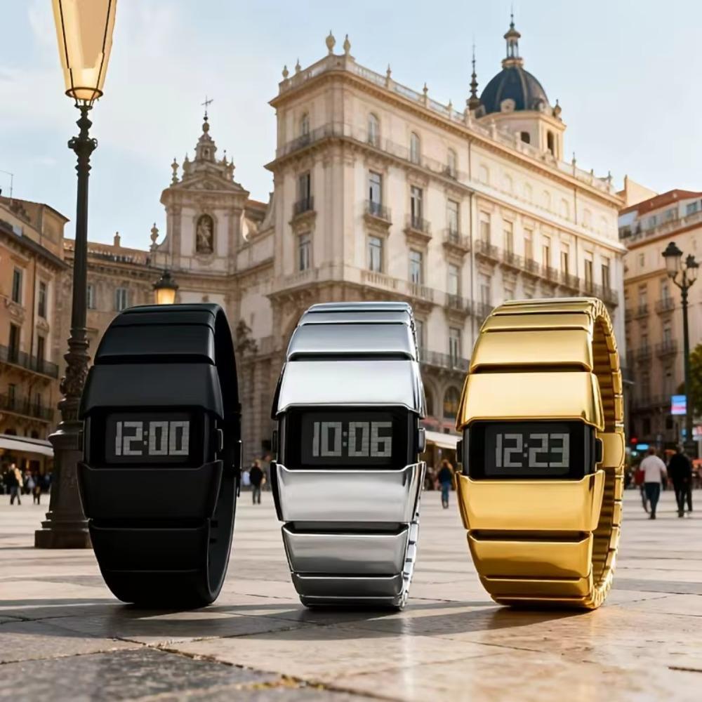 American Fashion LED Electronic Watch Silicone Watch Strap Rectangular Dial Quartz Watch Waterproof Men's Electronic Watches