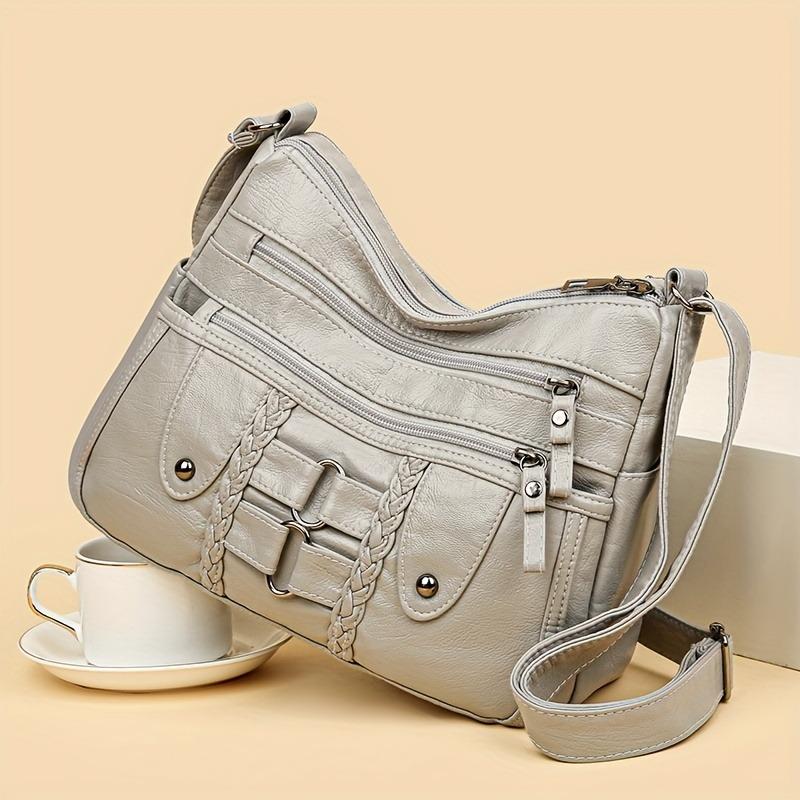 Women's Faux Leather Multi-pocket Crossbody Bag