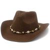 Brown Sunscreen Visor Simple Curved Brim Literary Retro Cowboy Hat Trend European and American Style Panama Straw Hat