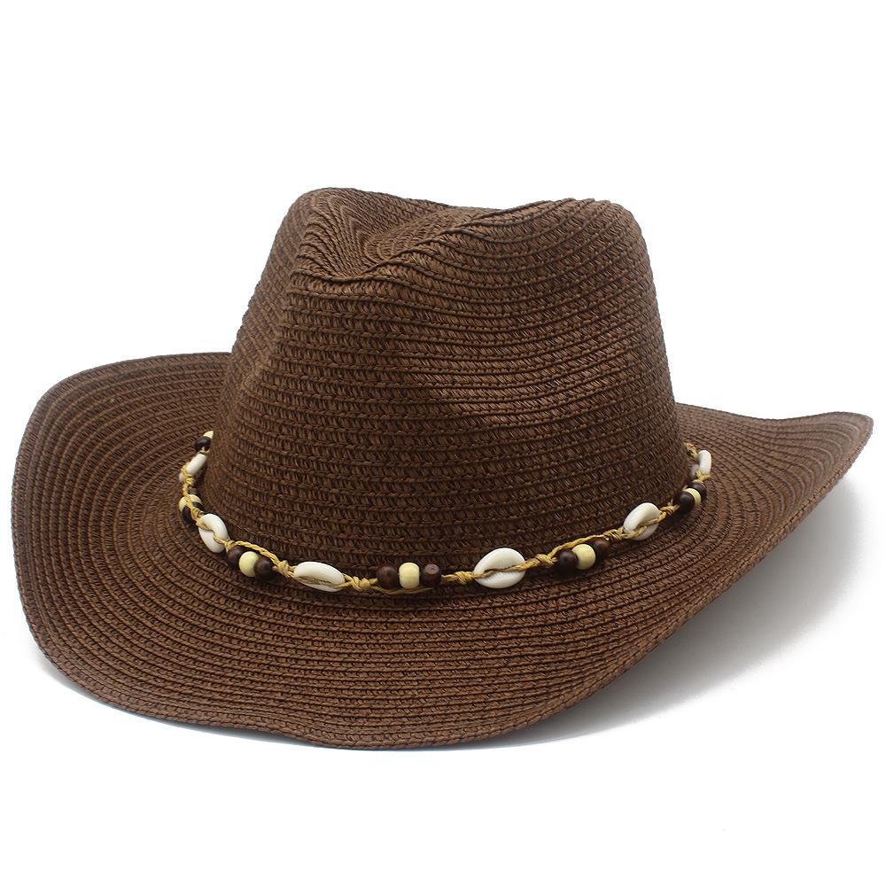 Brown Sunscreen Visor Simple Curved Brim Literary Retro Cowboy Hat Trend European and American Style Panama Straw Hat