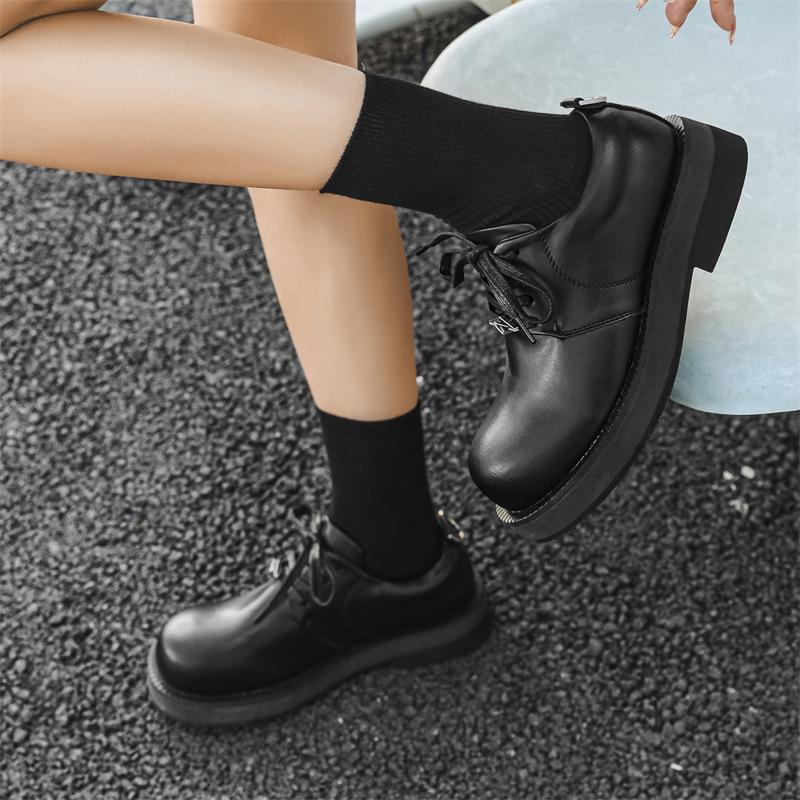 Spring and summer small leather shoes women's platform heightening business suit wedding hairstylist casual derby shoes 5651-J