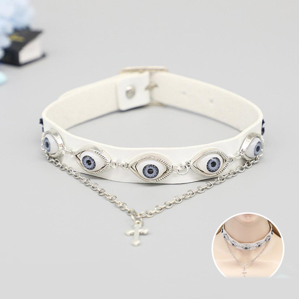 Eye of the Demon Choker Necklace Unique Horror Themed Evil Eye Choker Durable PU and Alloy Neckband for Parties