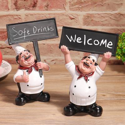 Mini Chef Welcome Sign Sculpture - Coffee Shop and Bookstore Tabletop Decoration - Living Room, Kitchen, and Entryway Decor