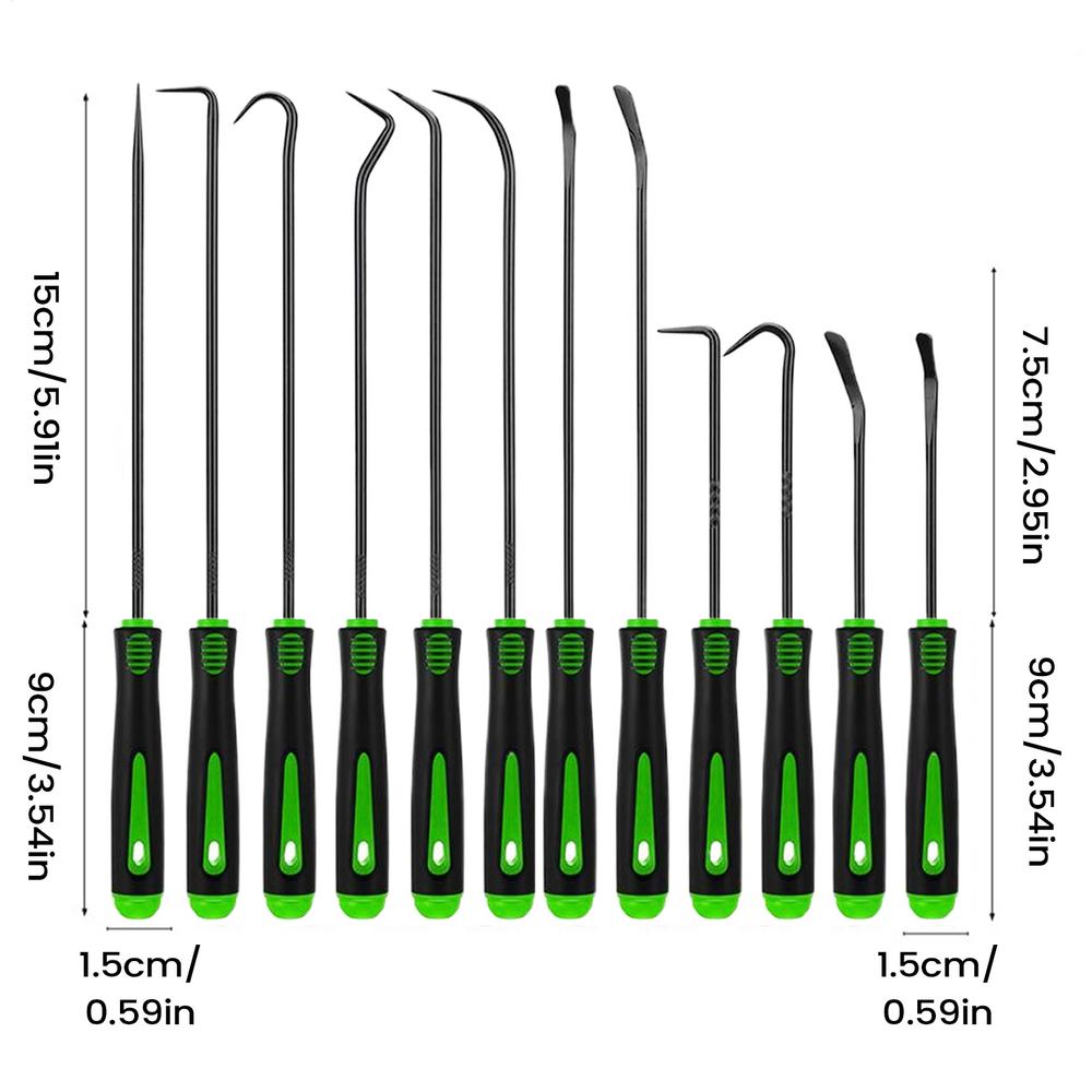 

12Pcs Car Oil Seal Screwdriver Set Hose Removal Hook Set O Seal Gasket Puller Remover Pick Hooks Repair Tools Craft Hand Tool зелёный