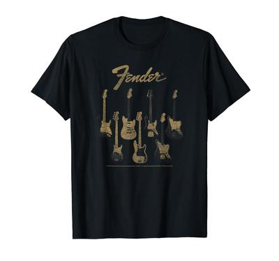 Fender Guitar Selection Variety On Display Vintage Poster T-shirt