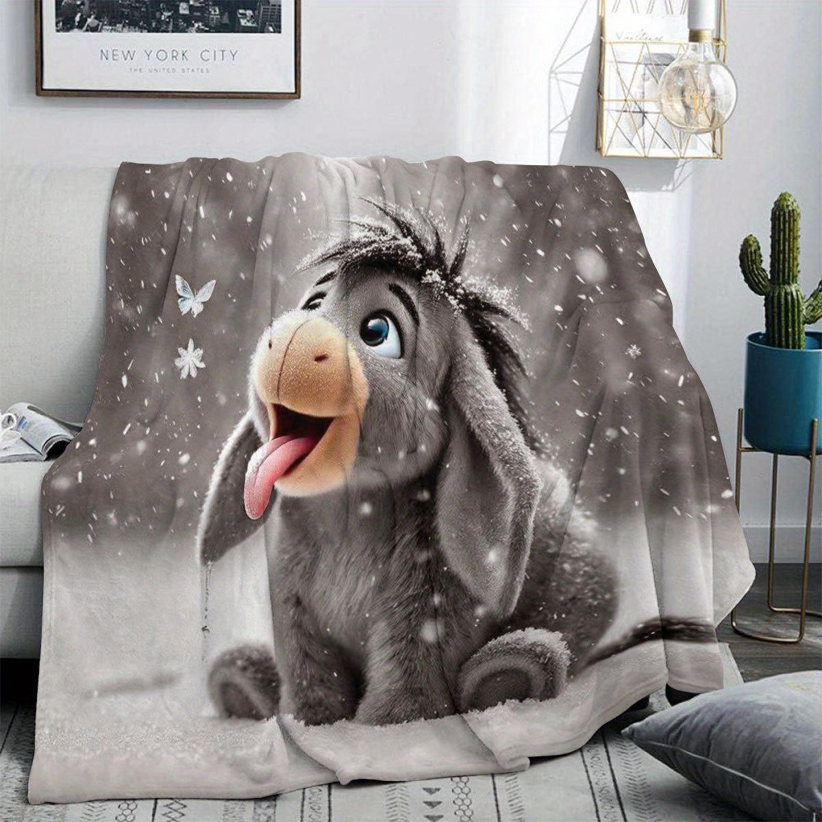 

Eeyore Christmas Thanksgiving Halloween Easter Fleece Blanket - Soft Warm Plush, Digital Print, Winter Holiday Gifts Home Decor 30x40in
