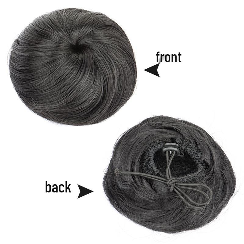 Korean Style Straight Half Bun Wig Cap with Elastic Drawstring