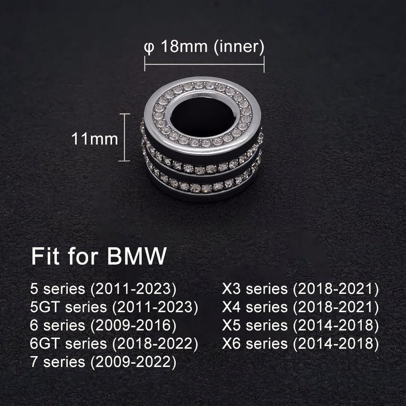 Diamond Steering Wheel Start Button Media iDrive AC Volume Knob Metal Crystal Sticker Accessories for BMW 5 X3 X4 Series