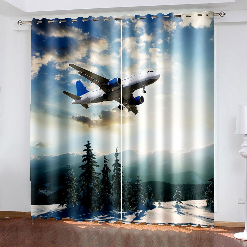 Airplane Blackout Curtains for Bedroom Living Room Thermal Insulated Aircraft Blackout Window Curtains Drapes Decor(2 Panels)