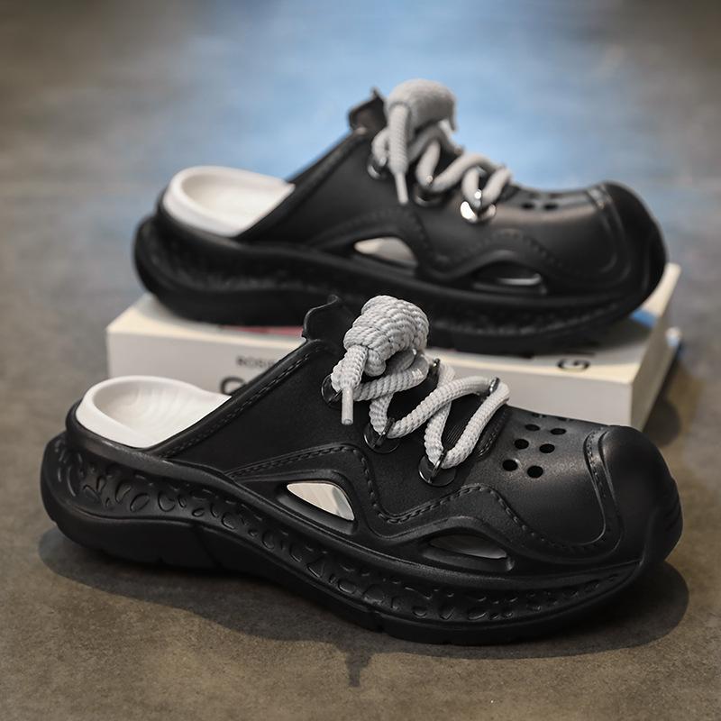 Fashion Summer New EVA Mens Sandals Light Comfortable Trend Sandals Fashion Round Head Solid Color Breathable Bag Head Hole Shoes men