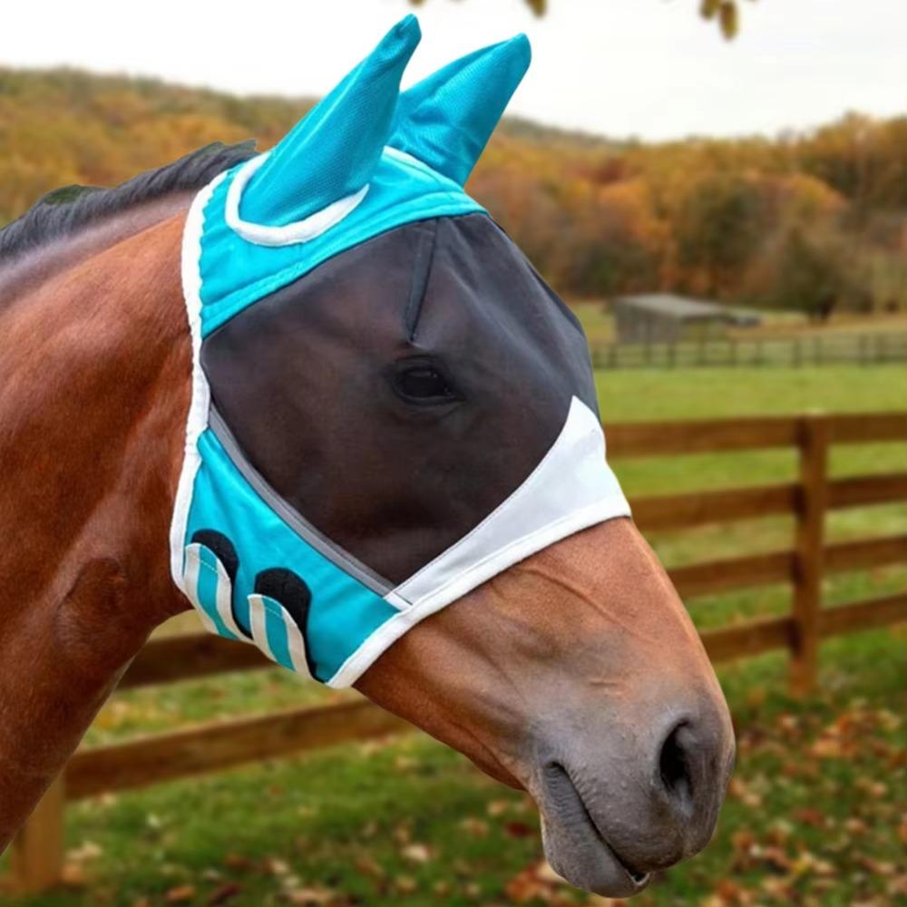 Professional Horse Fly Mask Adjustable Anti-Flyworms Mask High Quality Horse Mask  Stable Use