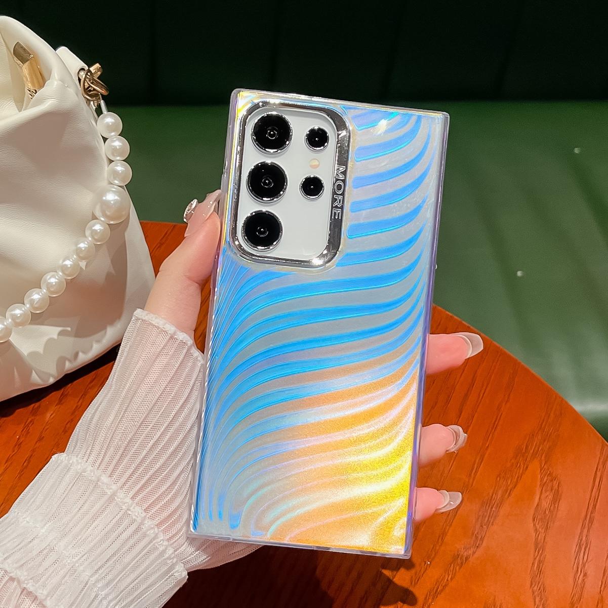 

Для Samsung Galaxy S23 Ultra Чехол Гальваническое покрытие Лазерный эффект Матовый Жесткий ПК+ТПУ IMD Чехол для телефона AK6