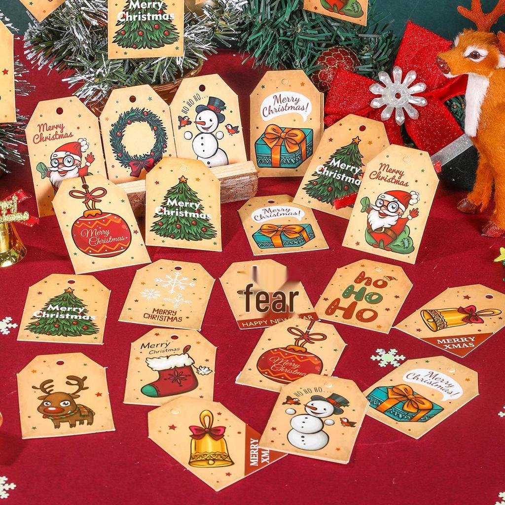 Retro Cute Christmas Kraft Gift Tags - Small Hang Tags for Gift Boxes