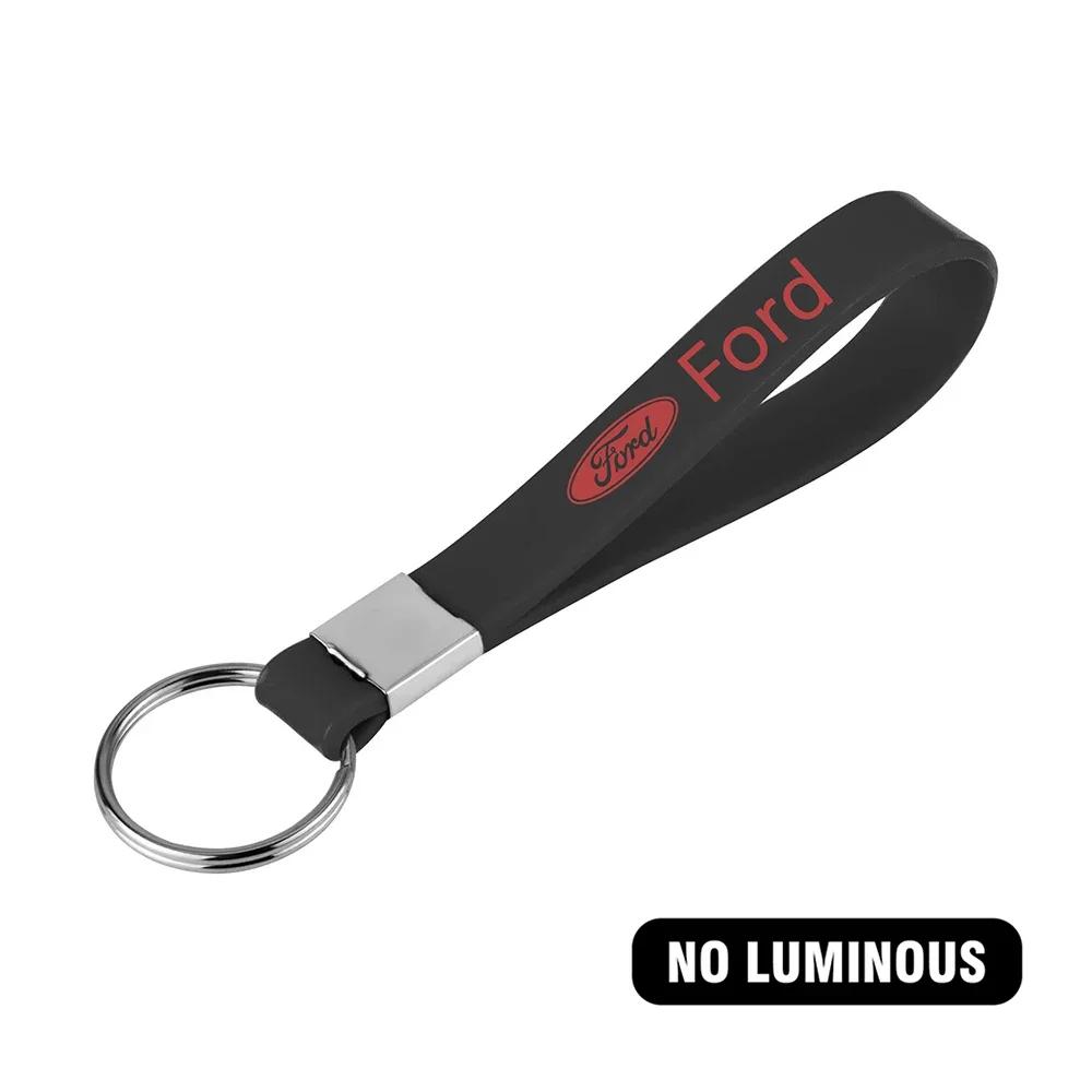 New 2026 Car Sticker Luminous Keyring Rubber Pendant Strap Keychain Car Logos Accessory For Ford Fiesta Focus 2 MK4 Mustang Rang