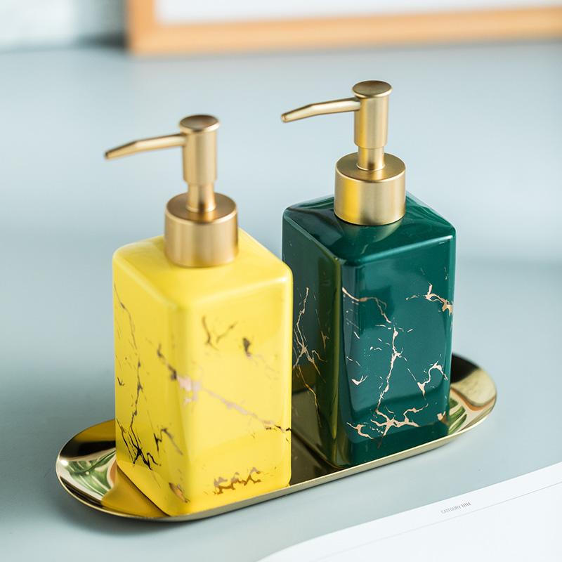 Color Ceramic Bathroom Soap Dispenser Shampoo Bottle Creative Color Household Liquid Soap Dispenser Cabins Hotel Apartment