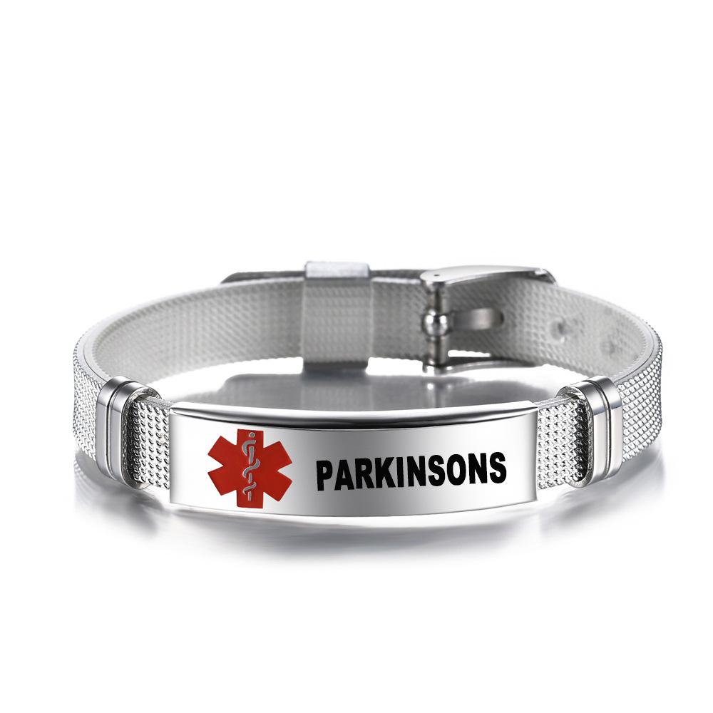 Medical Alert ID Bracelet Emergency First Aid Health Monitoring Laser Engraved Satinless Steel Adjustable Bracelet for Men Women