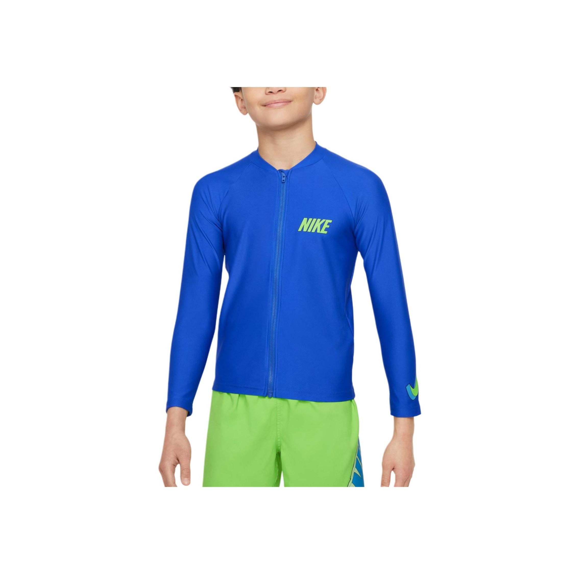 

Nike Comfortable Long Sleeve Sun Protection Swimwear Kids Swimwear Game-Royal Action-Green FZ6552-480 L
