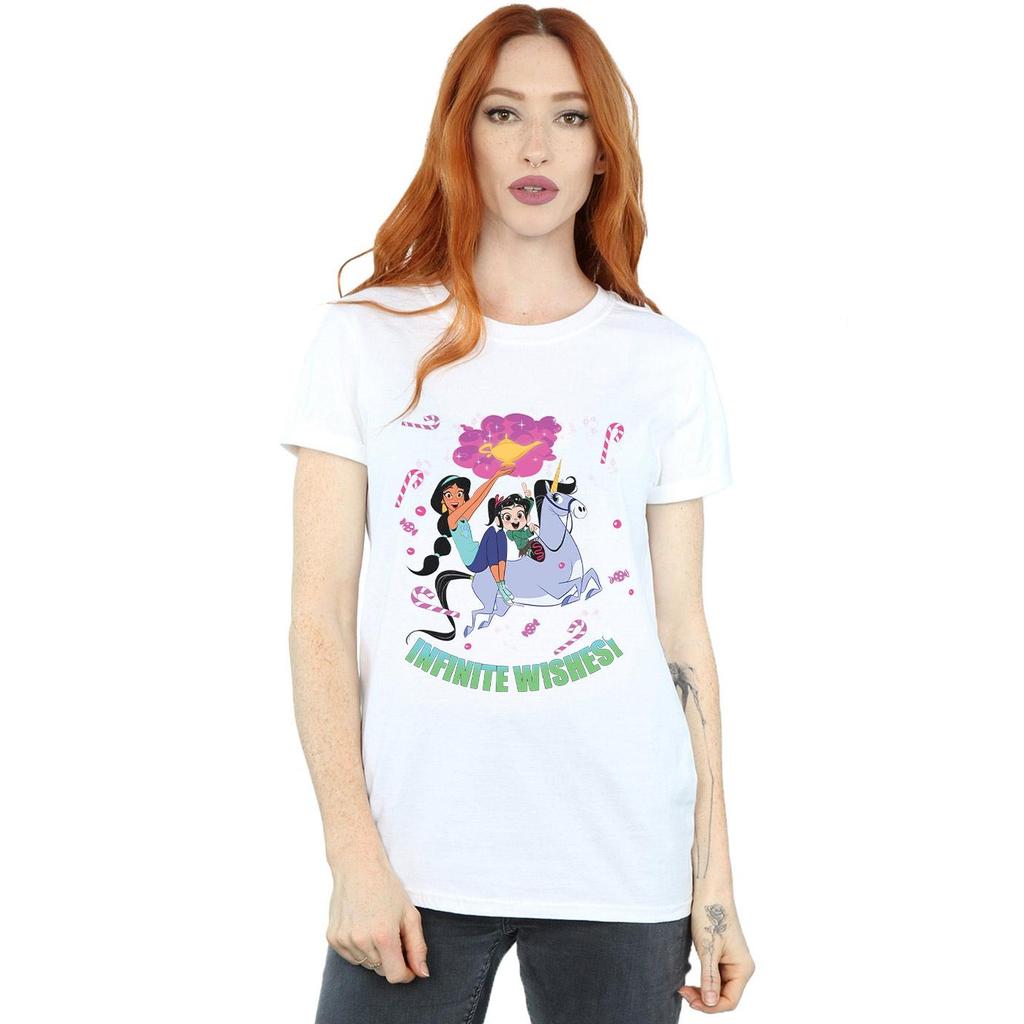 Disney Womens/Ladies Wreck It Ralph Jasmine And Vanellope Cotton Boyfriend T-Shirt