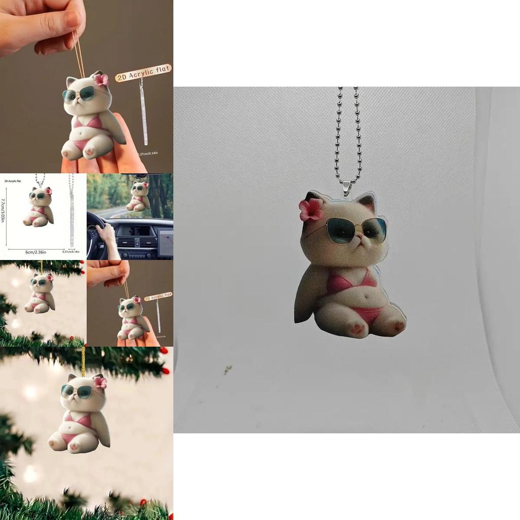Modern Acrylic Cat Bikini Car Hanging Decoration Charming Interior Ornament