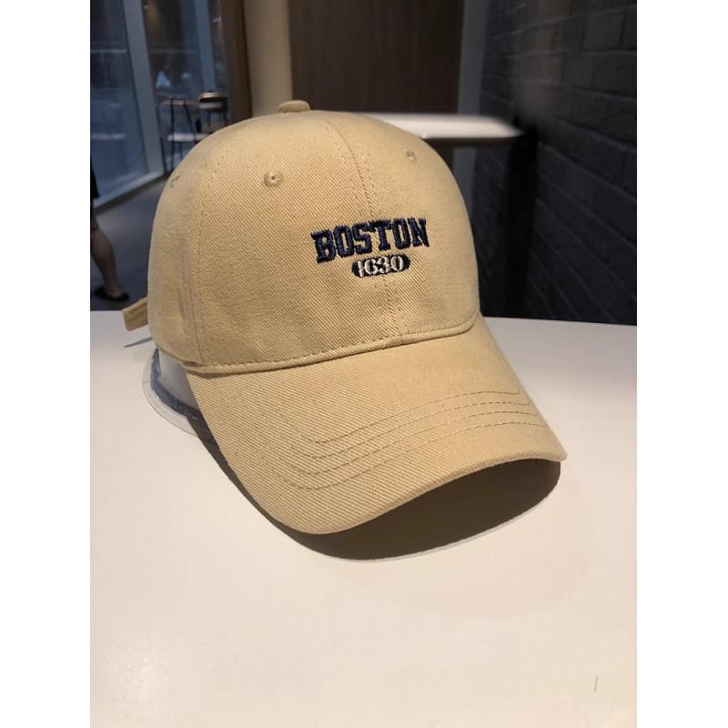 Boston Letter Embroidered Baseball Cap With Breathable Cotton For Casual Streetwear