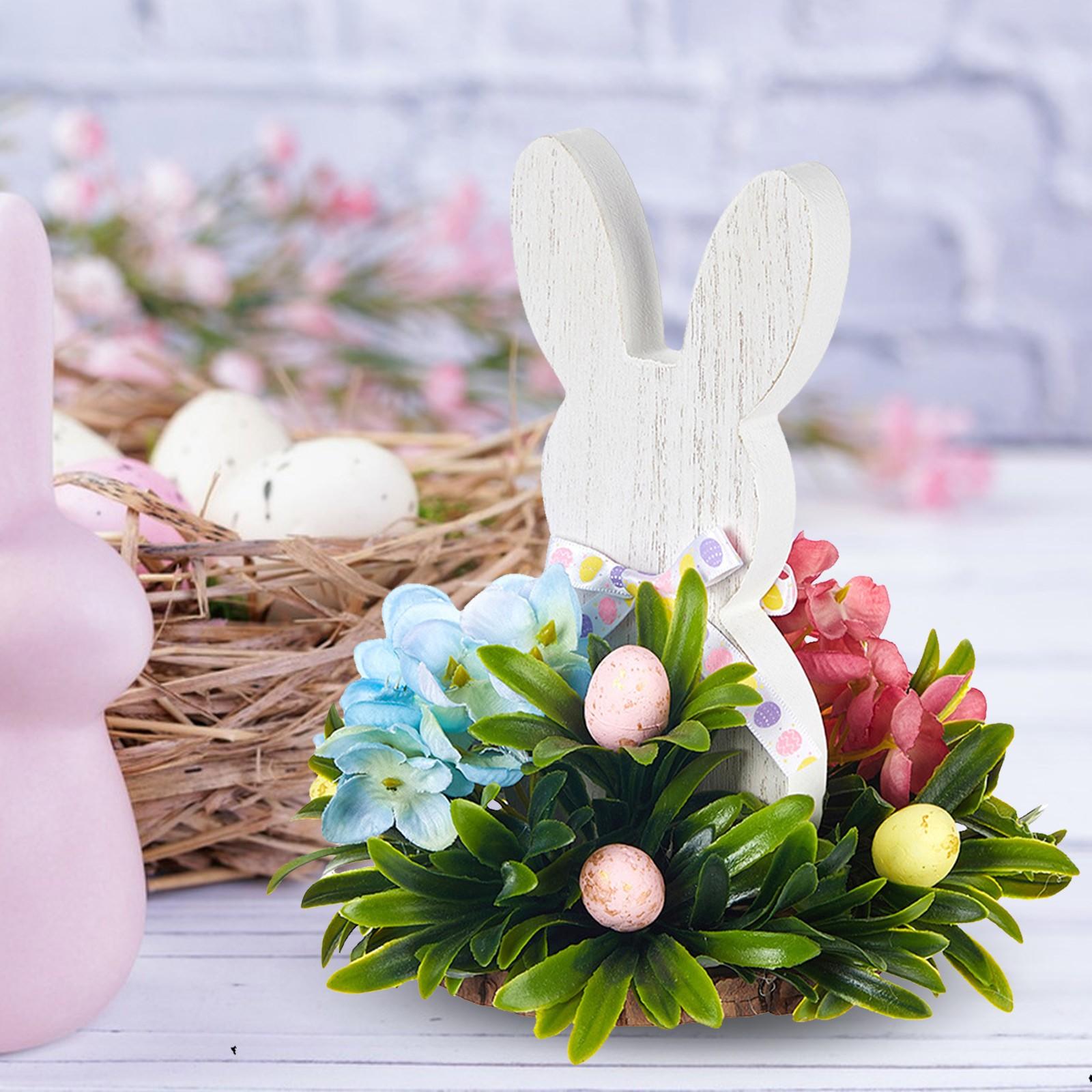 

Easter Festival Wooden Bunny Ornament Decoration Home Tabletop Decorative Country Retro Easter Gifts For Kids One Size