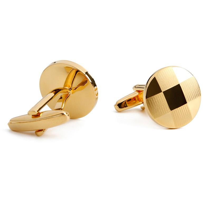 Laser Tick-tick Check Round Gold Men s Cufflinks copper